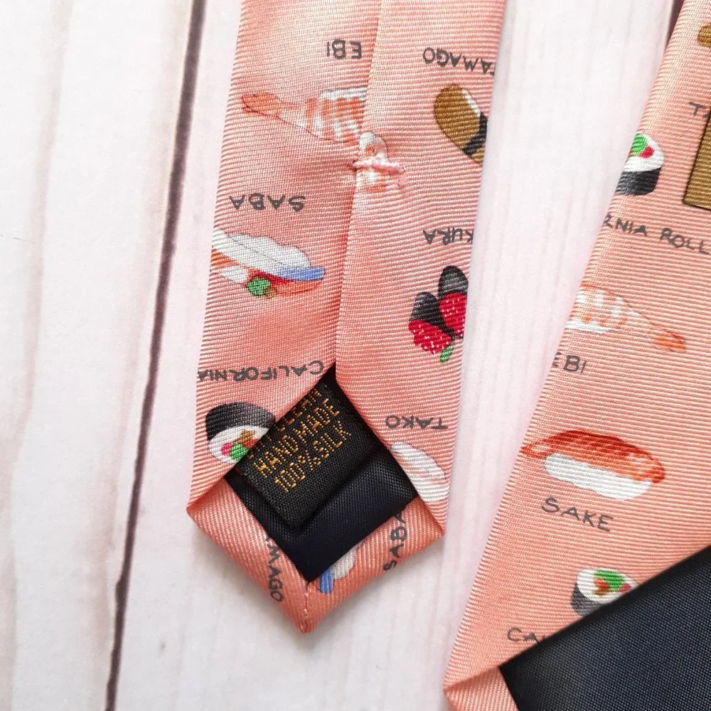 Alynn 'Sushi' Novelty Print Classic Width Silk Tie Pink